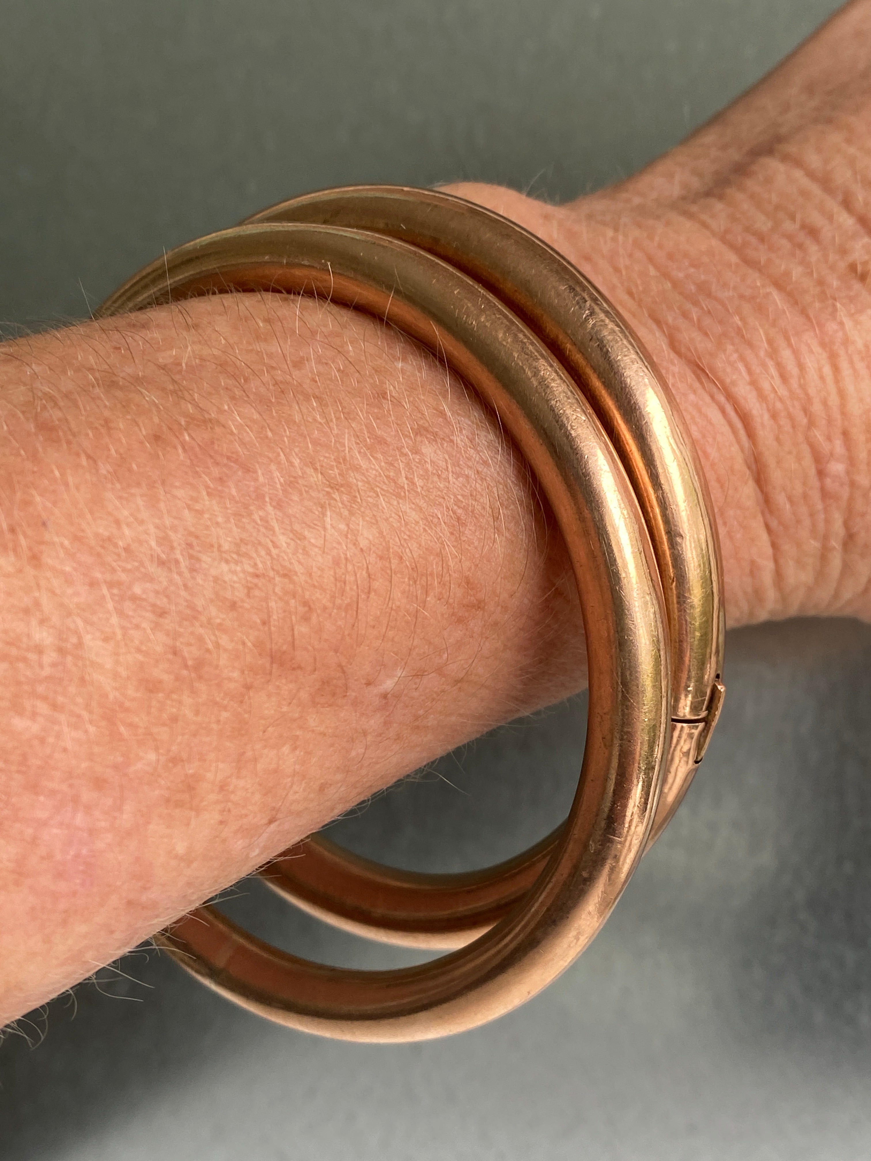 Antique 9ct Rose Gold over Silver Hoop Bangle