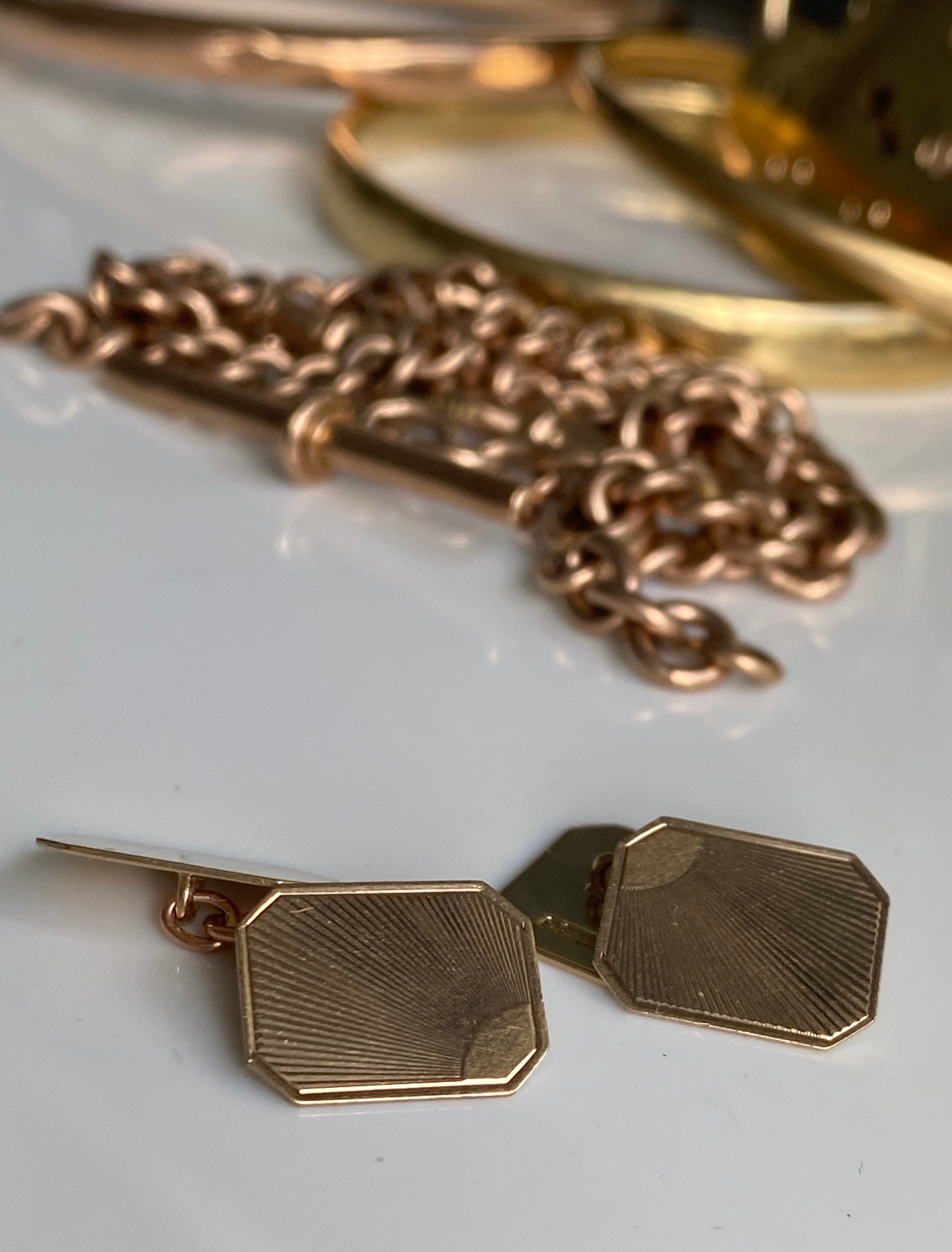 Art Deco Style Gold Cufflinks, 1964