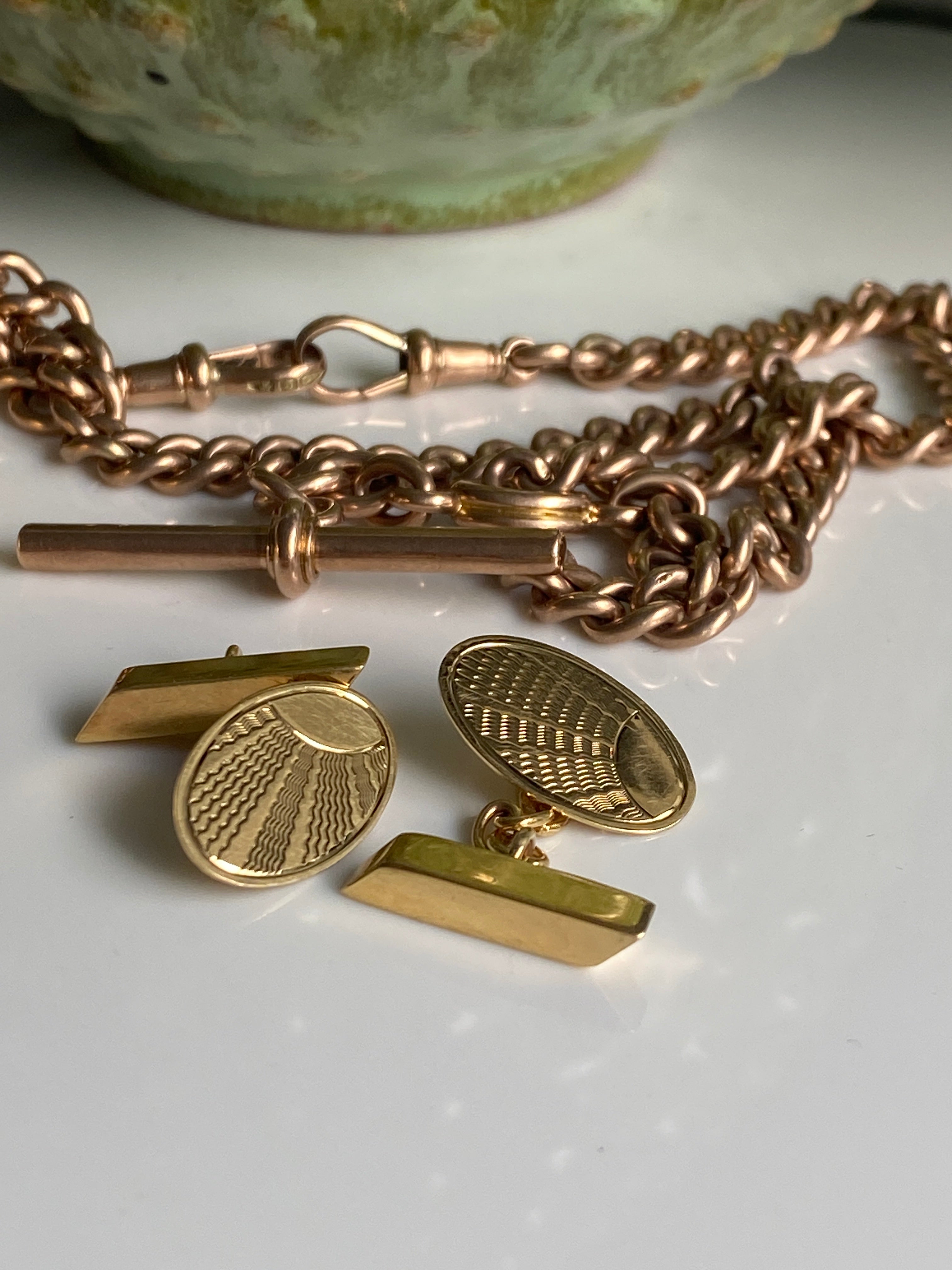 Art Deco Style Gold Cufflinks, 1961
