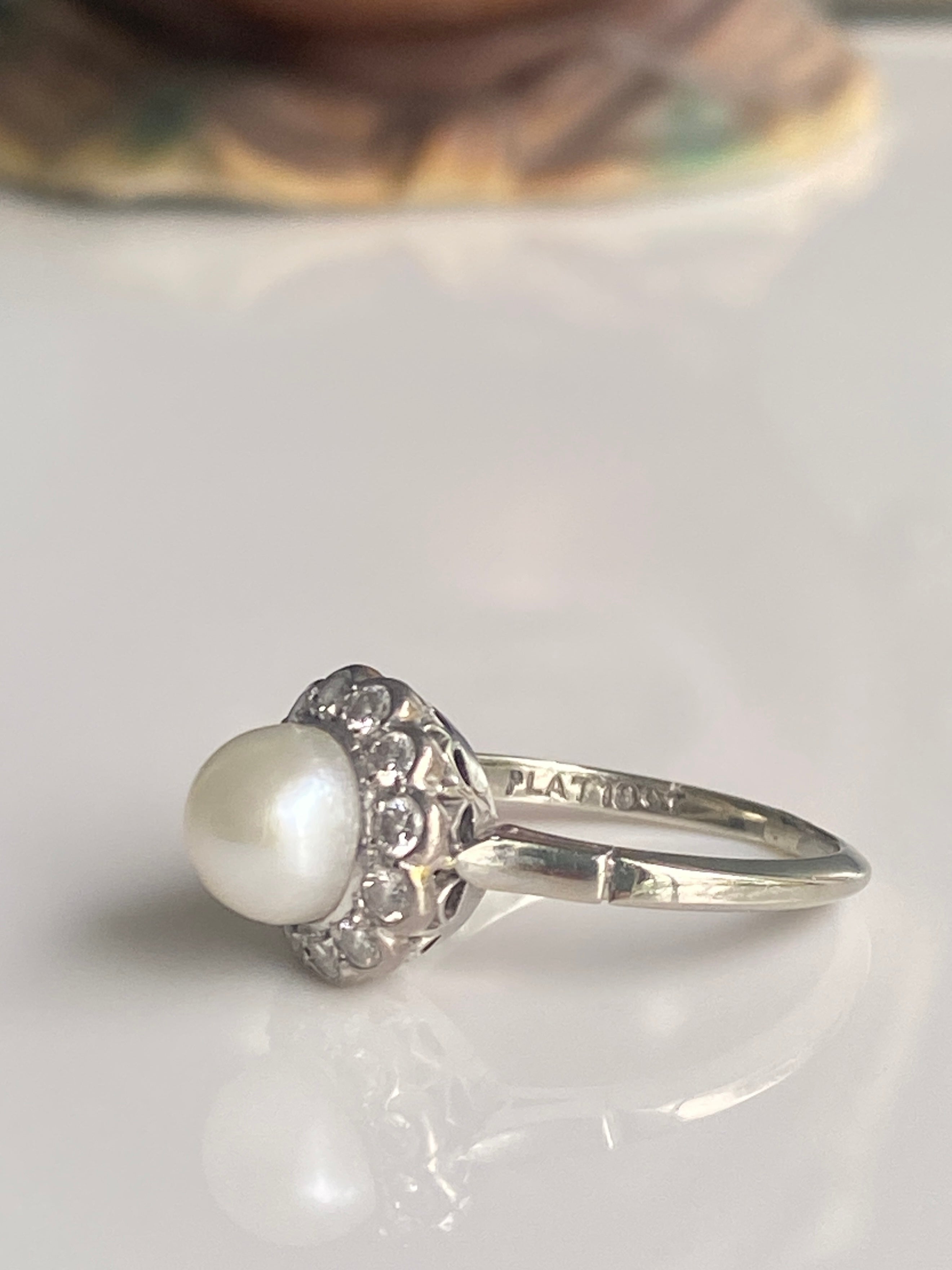 18ct Vintage Pearl & Diamond Cluster Ring, 1950s