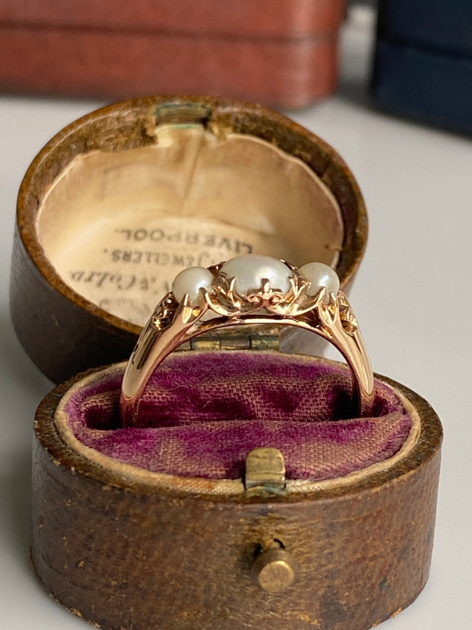 Antique Victorian 18ct yellow gold Pearl Bridge Ring