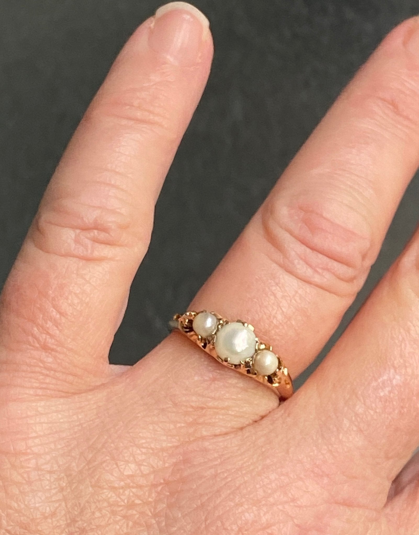 Antique Victorian 18ct yellow gold Pearl Bridge Ring
