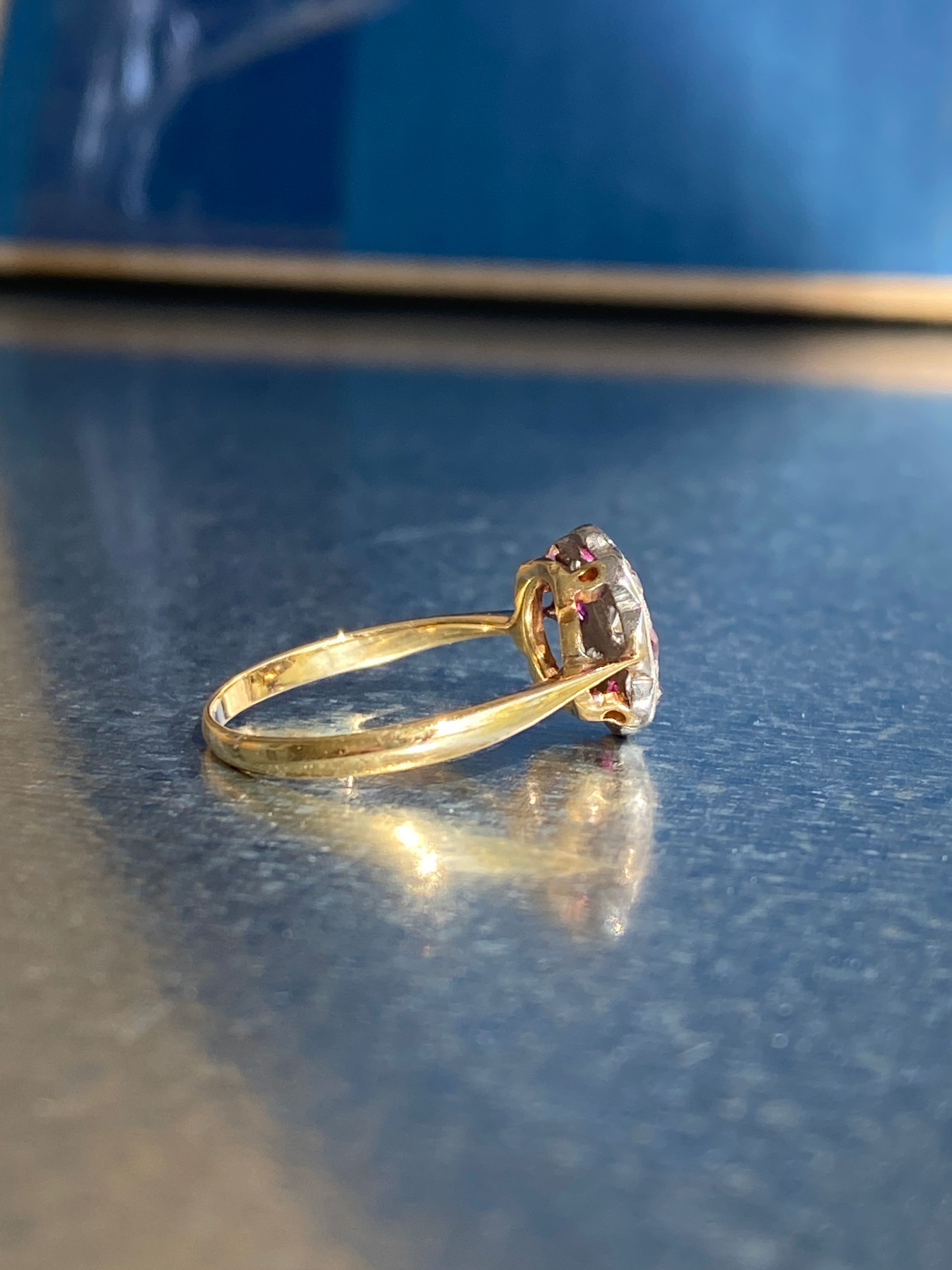 Vintage Ruby & Diamond Cluster Ring, 1950s