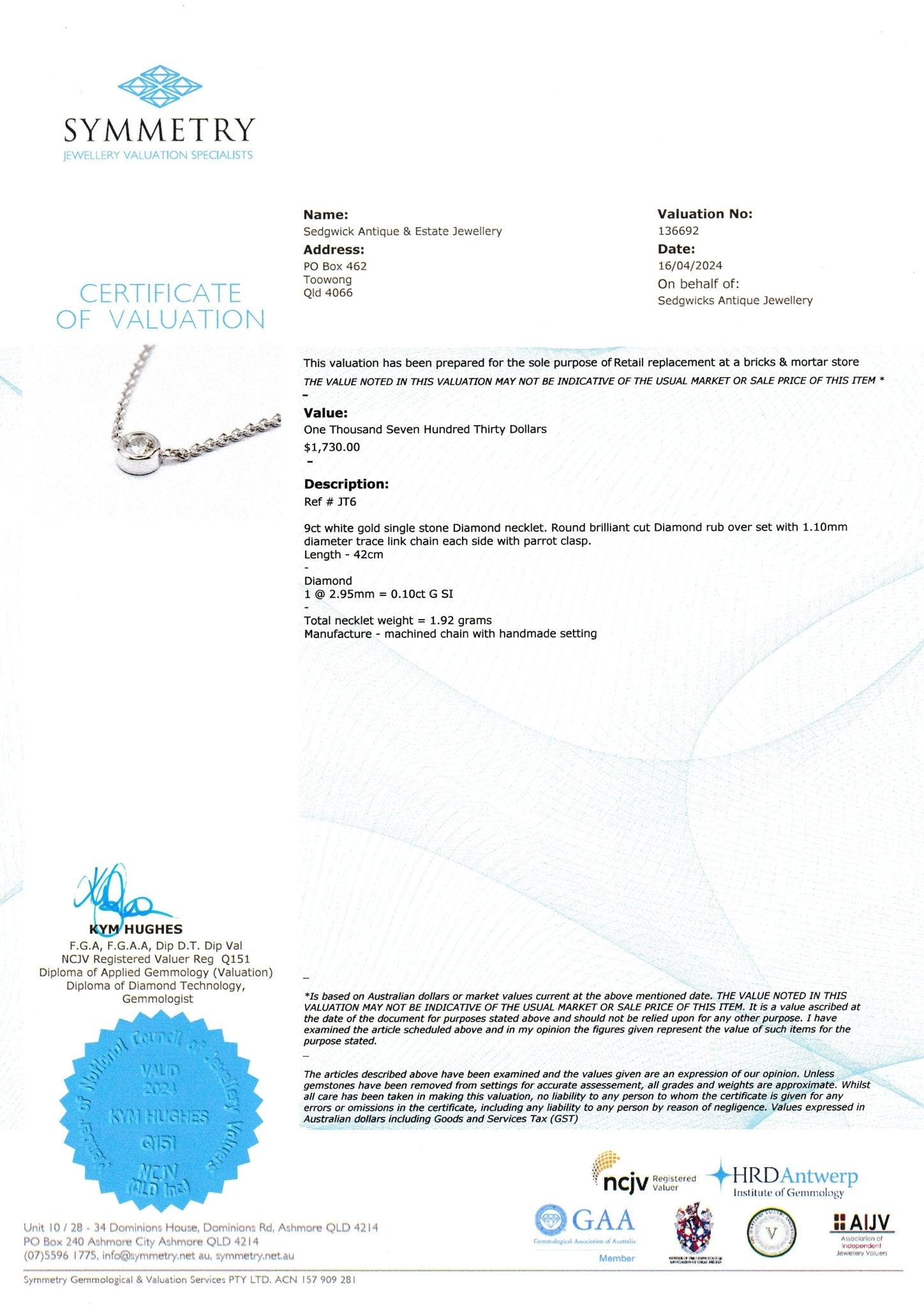 White Gold & Diamond Necklace