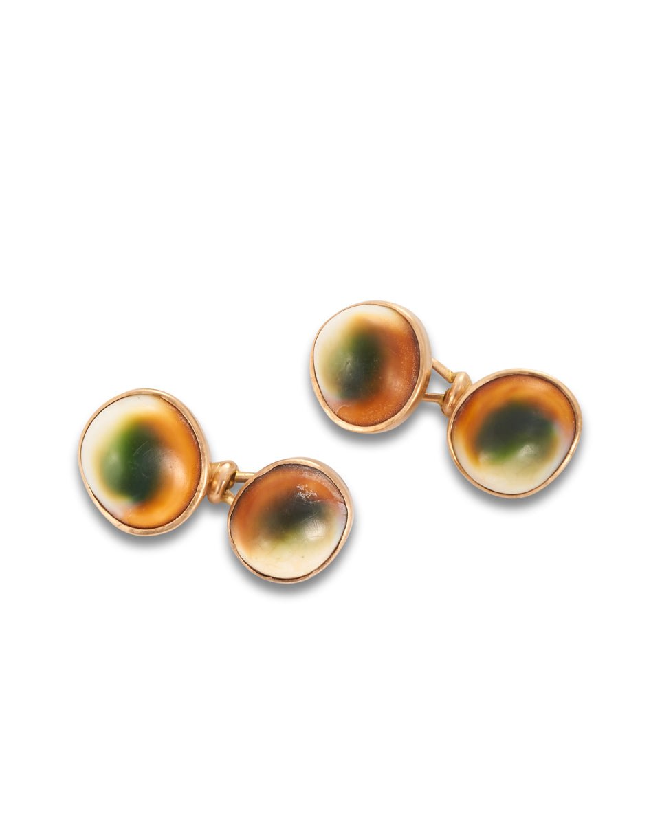 Antique 15ct Operculum Cufflinks, c1900