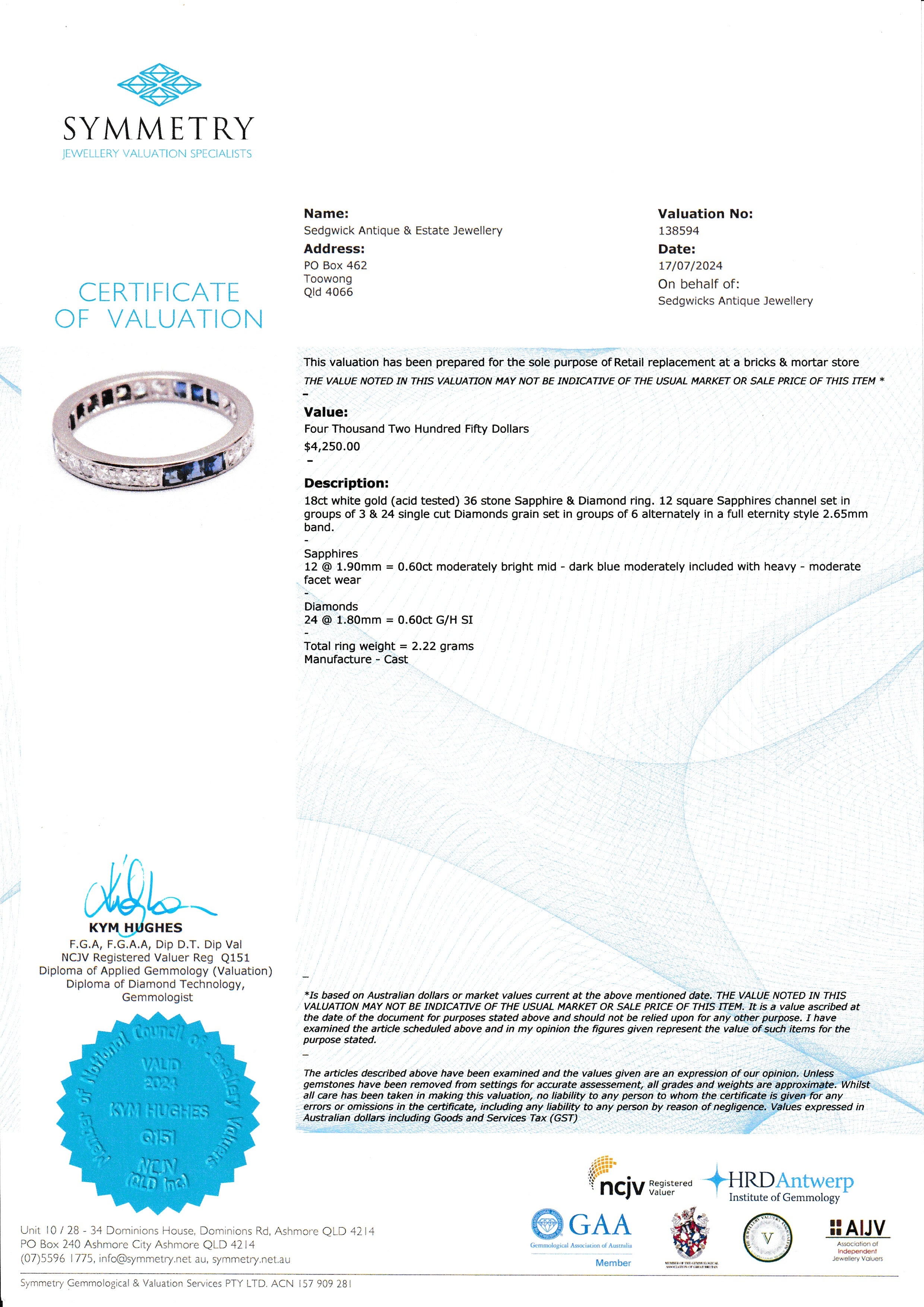 Sapphire & Diamond Eternity Ring