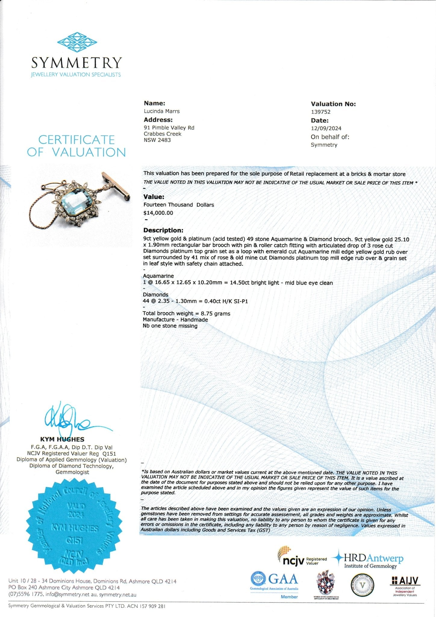 Aquamarine & Diamond Pendant