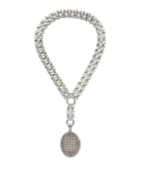 Antique Victorian Silver Collar & Locket, 1880s