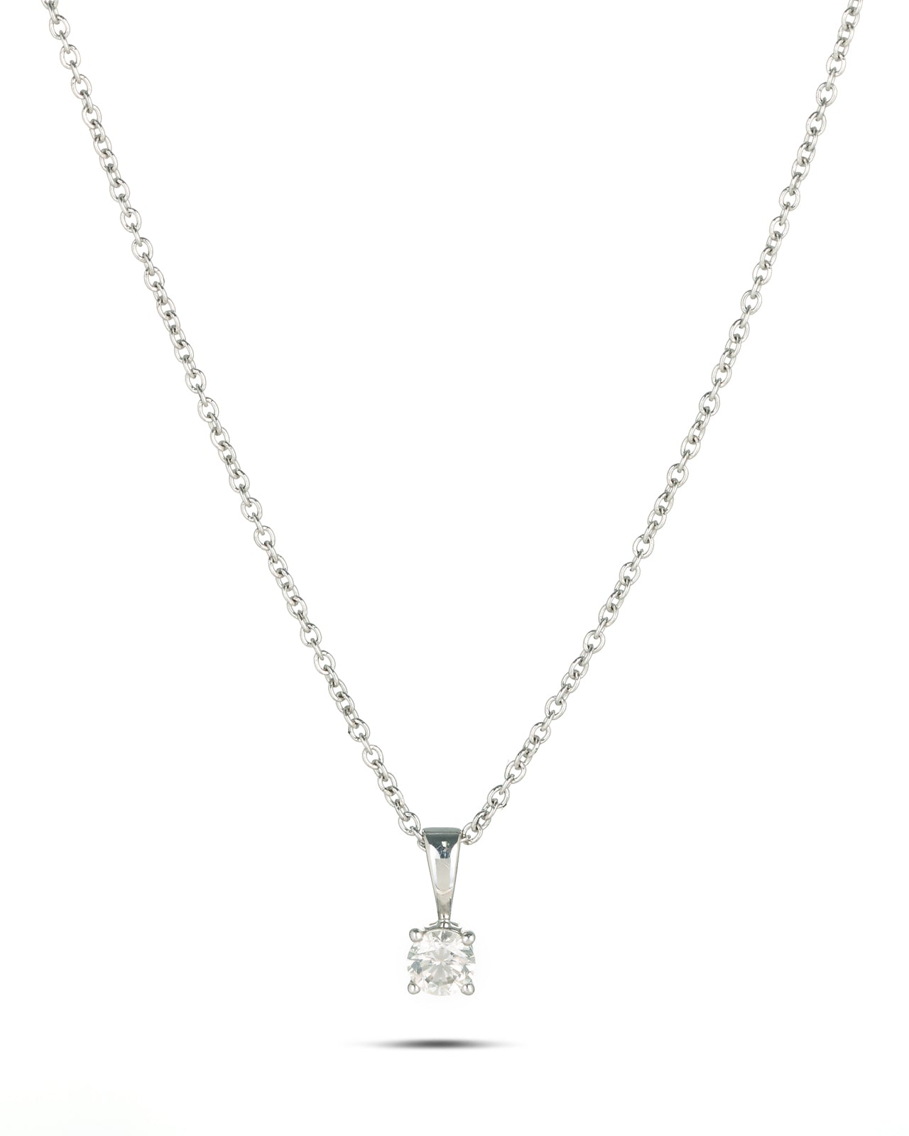 18ct white gold 0.25 carat Solitaire Diamond on 9ct White Gold Chain