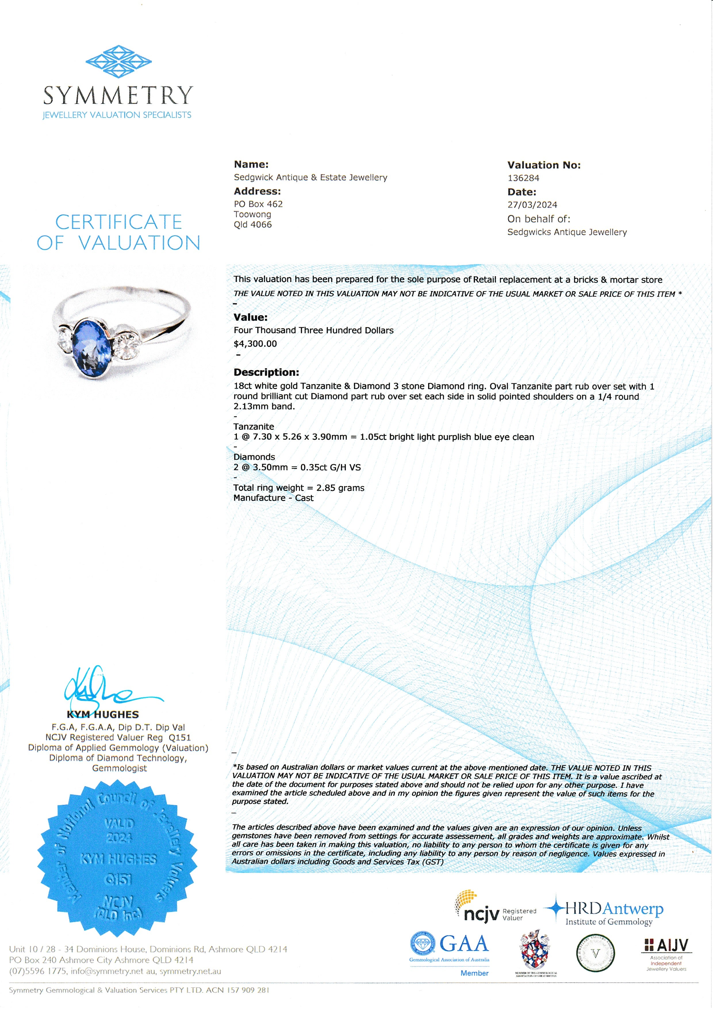 Tanzanite & Diamond Ring