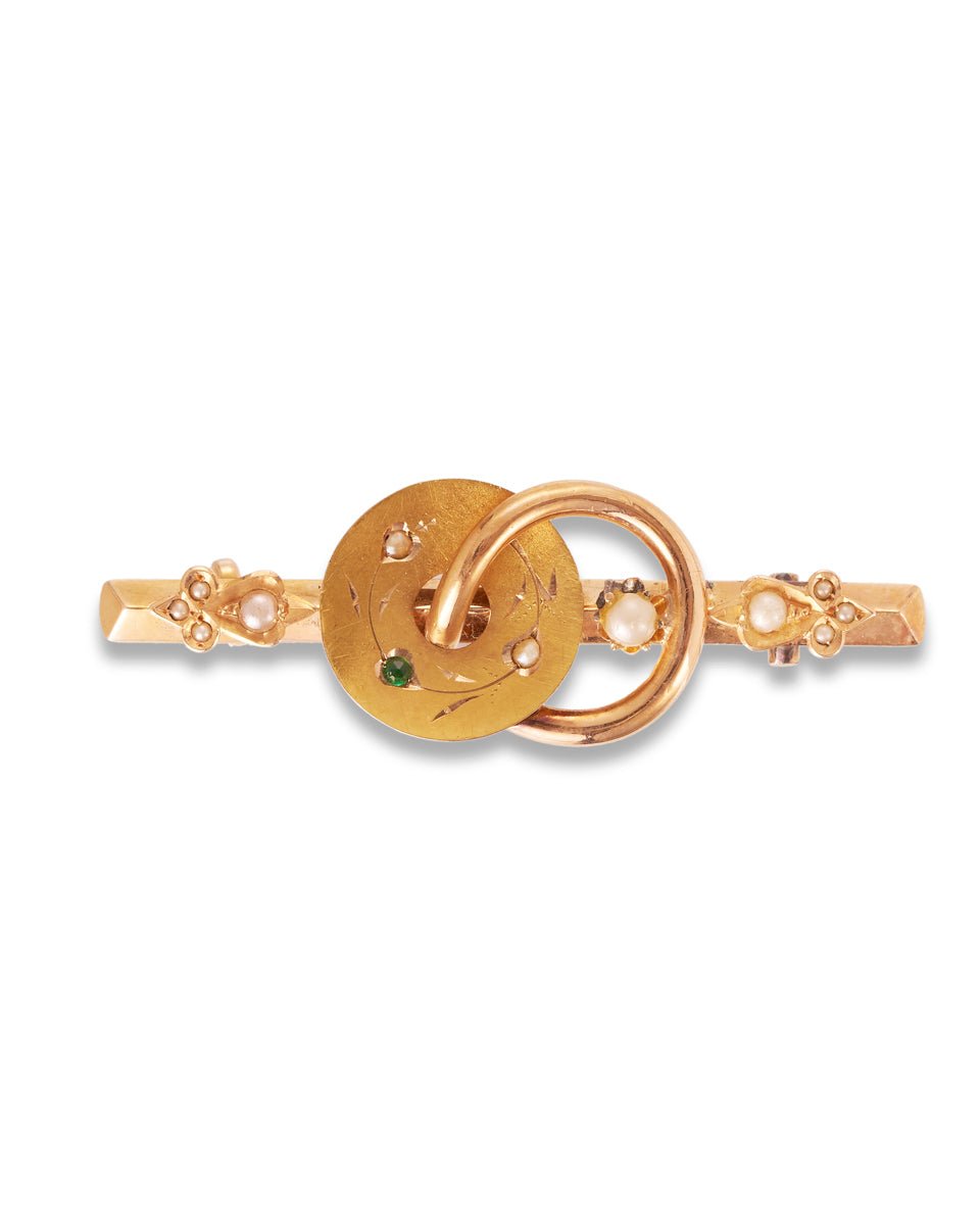 Antique Italian Gold & Pearl Brooch