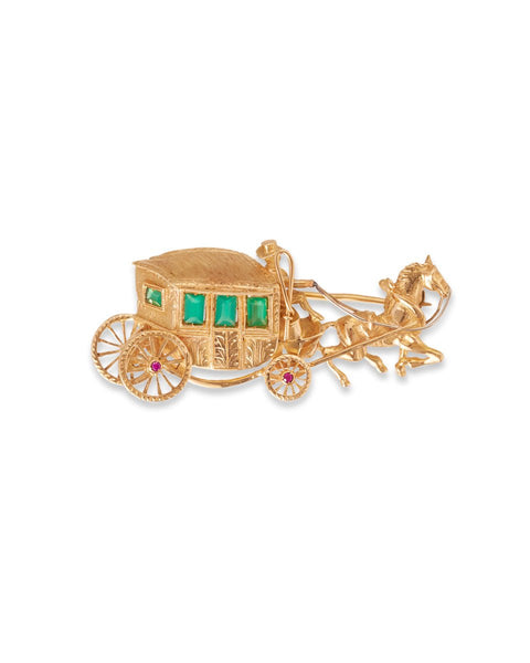 Italian Gold Carriage Brooch