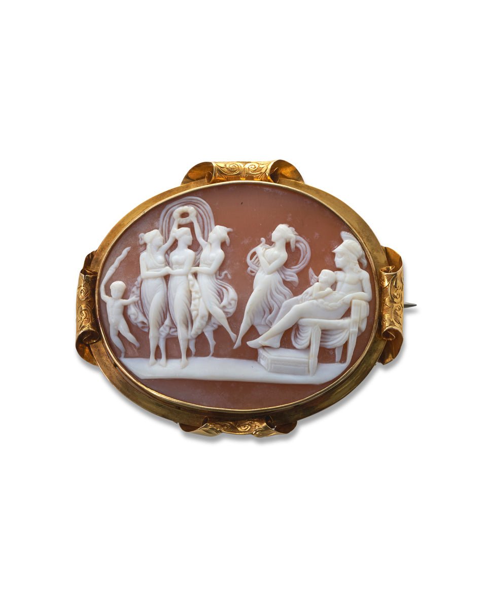 Antique Victorian Gold & Cameo Brooch, 1870, The Judgement of Paris