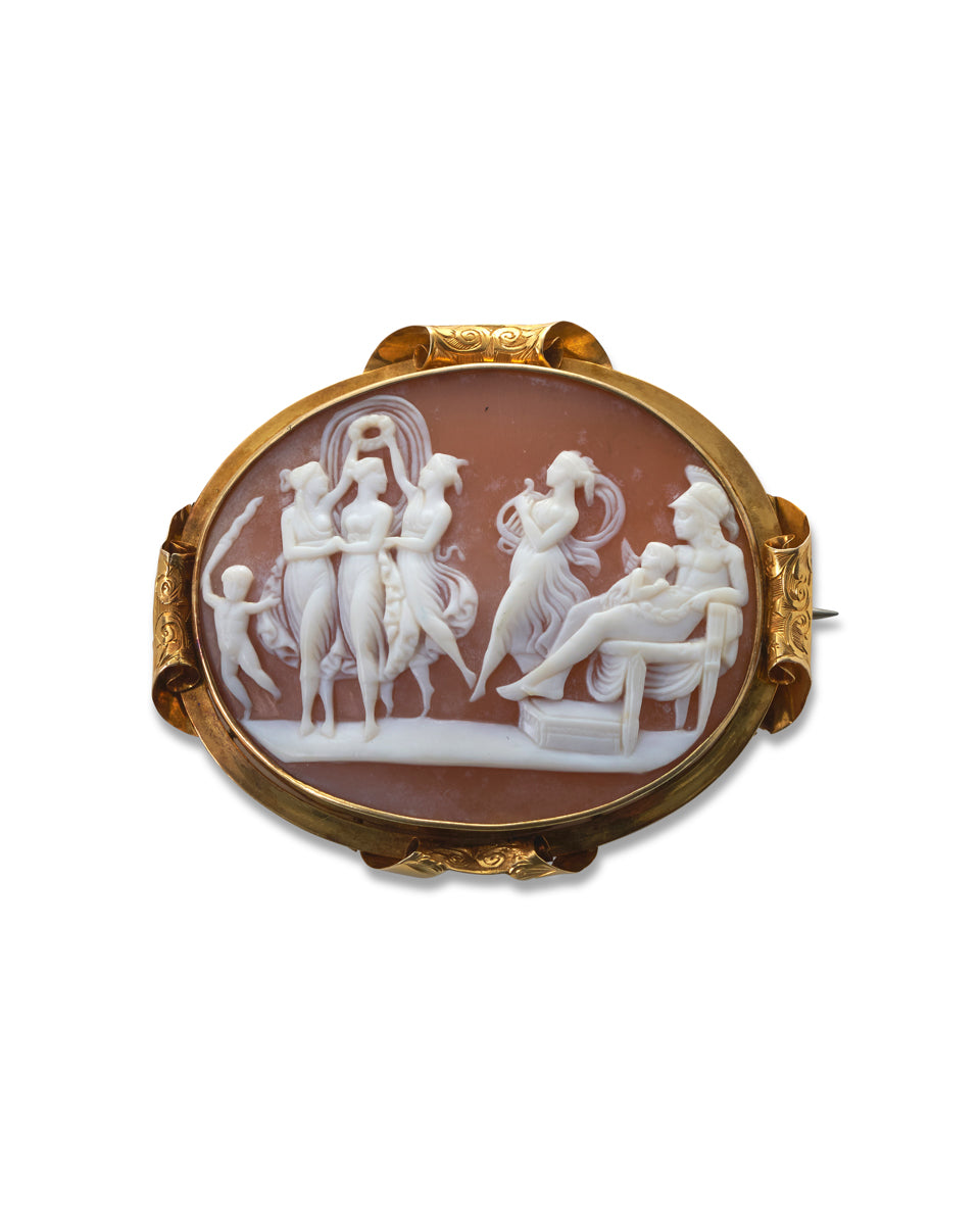 Antique Victorian Gold & Cameo Brooch, 1870,  The Judgement of Paris