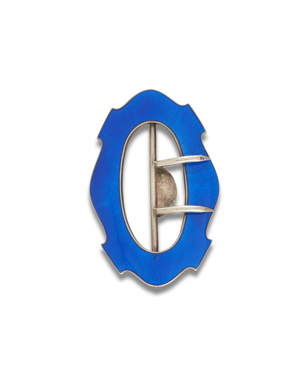 Antique Sterling Silver & Blue Guilloché Enamel Buckle, Birmingham 1911. Immaculate condition.