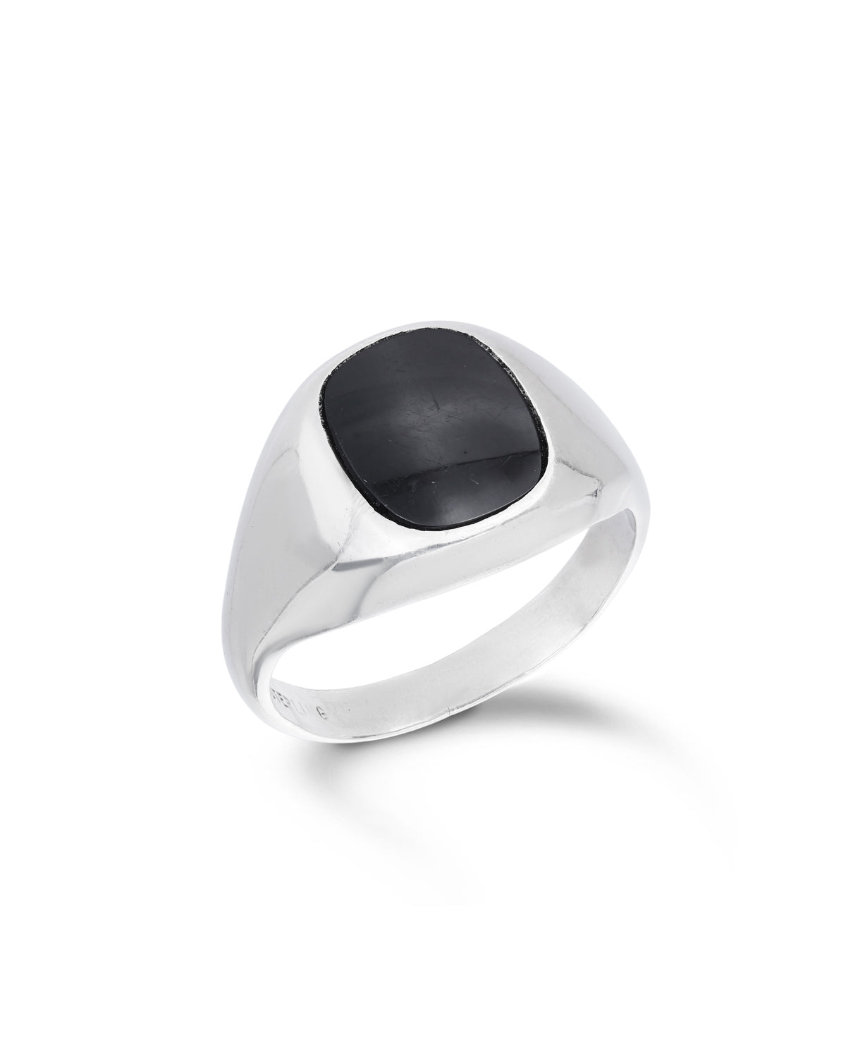 Vintage Onyx and Sterling Silver Signet Ring, of a plain polished design.