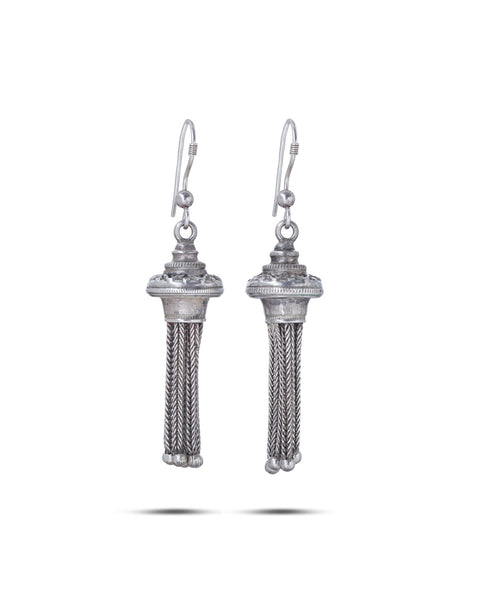 Antique Victorian Silver Tassel Earrings, 1880s