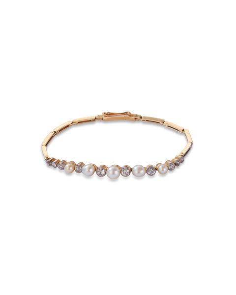 Edwardian Diamond & Pearl Bracelet, c1900