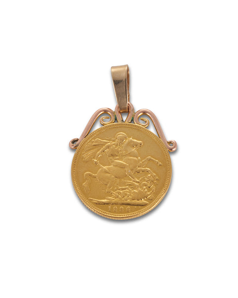 Antique Gold Sovereign Pendant 1896