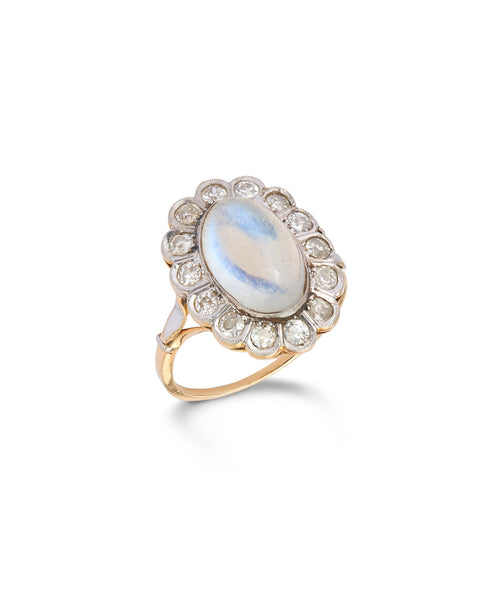 Antique Edwardian Moonstone & Diamond Ring, c1910