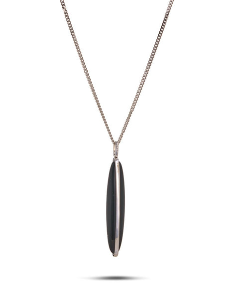 Modern Onyx & Diamond Pendant on Chain