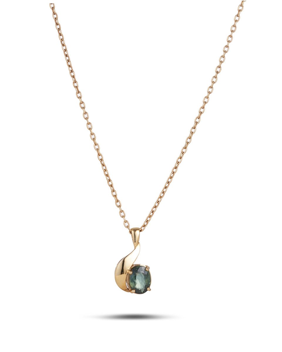 Australian Green Sapphire Pendant & Earrings