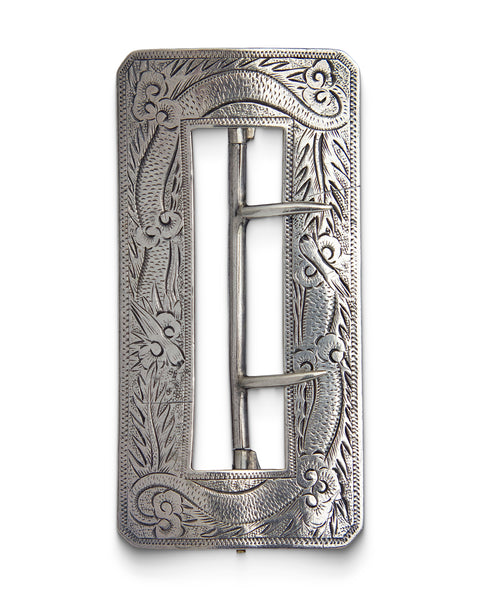 Antique Export Chinese Silver Belt Buckle, c1880