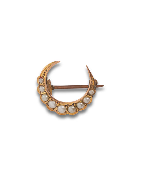 Antique Victorian Pearl Crescent Brooch, 1900