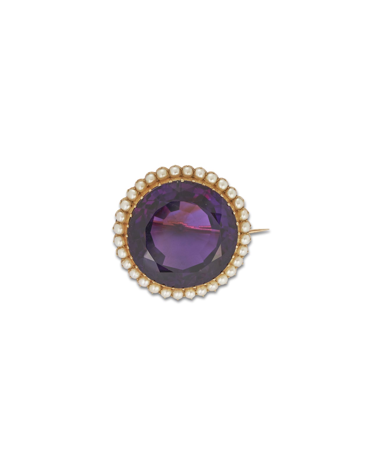 Antique Victorian Amethyst & Seed Pearl Brooch
