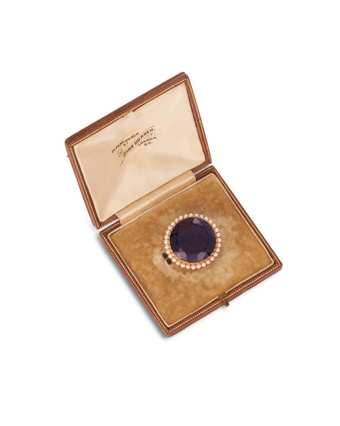 Antique Victorian Amethyst & Seed Pearl Brooch, John Durden, London