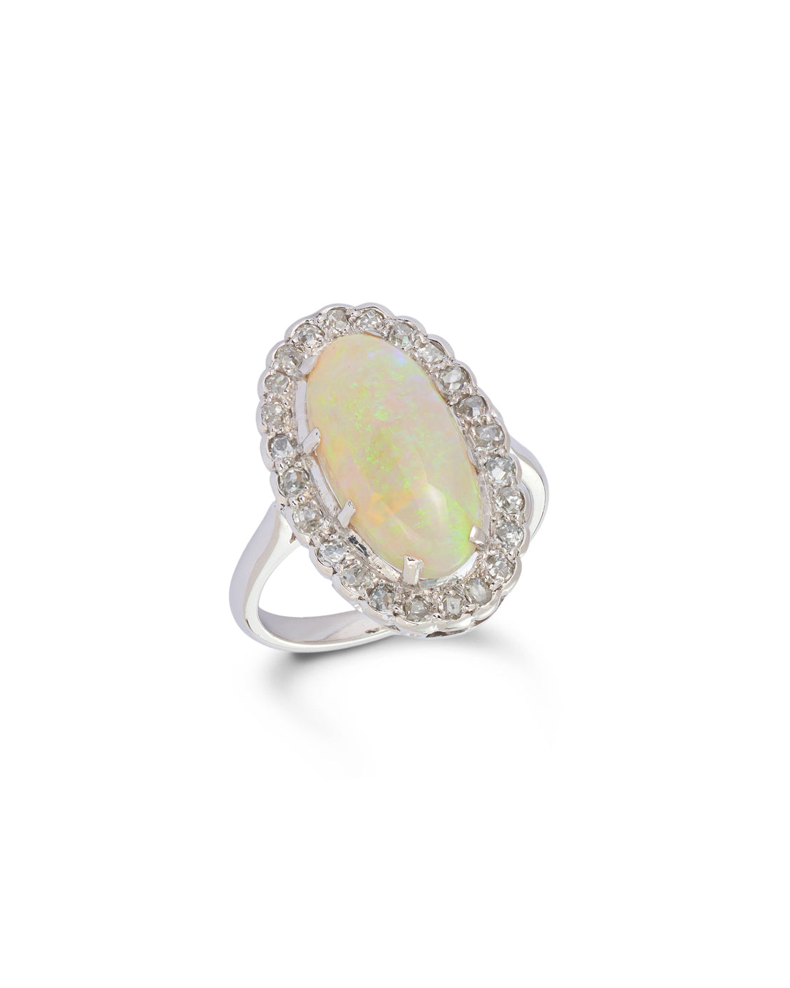 Antique Opal & Diamond Cluster Ring