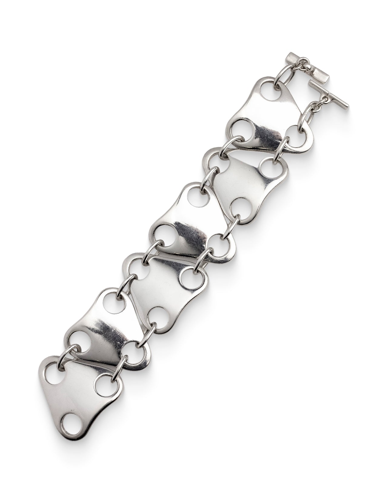 Georg Jensen Sterling Silver Bracelet No. 465, Regitze Overgaard. A bold modernist bracelet designed by Regitze Overgaard
