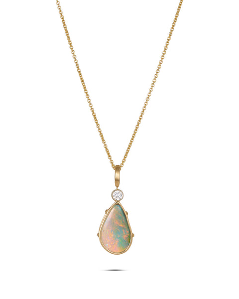 Vintage Australian Opal & Diamond Pendant