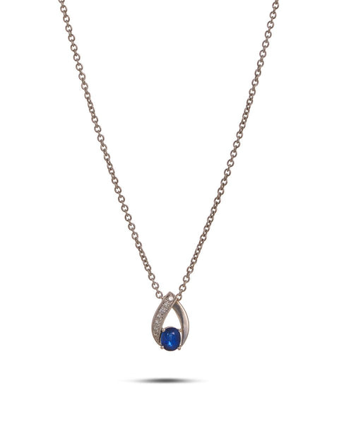 Sapphire and Diamond Pendant on Chain