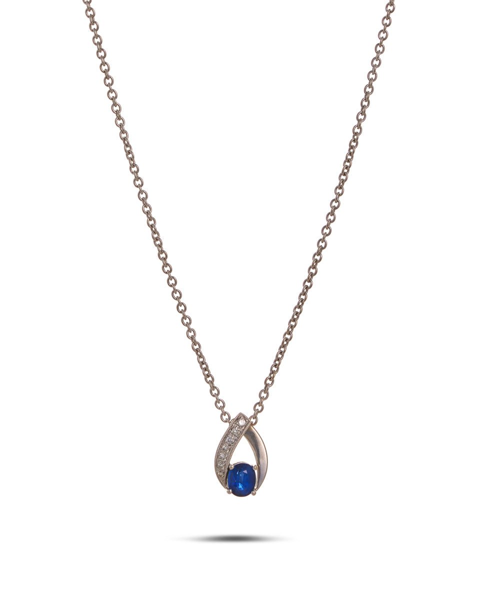 Sapphire and Diamond Pendant on Chain