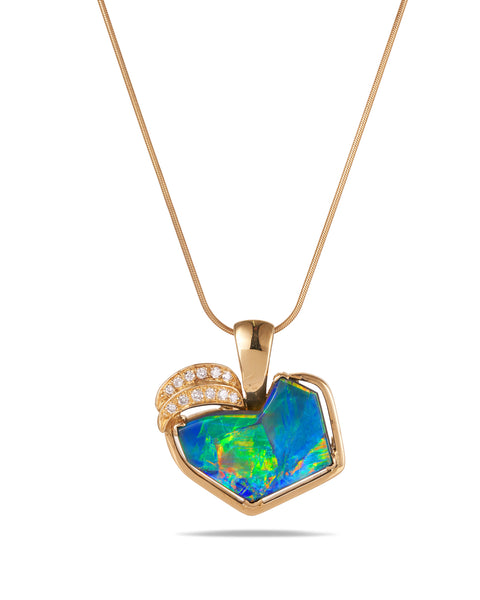 Lightning Ridge Opal & Diamond Pendant