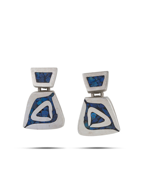Vintage Mexican Silver & Turquoise Earrings, Taxco