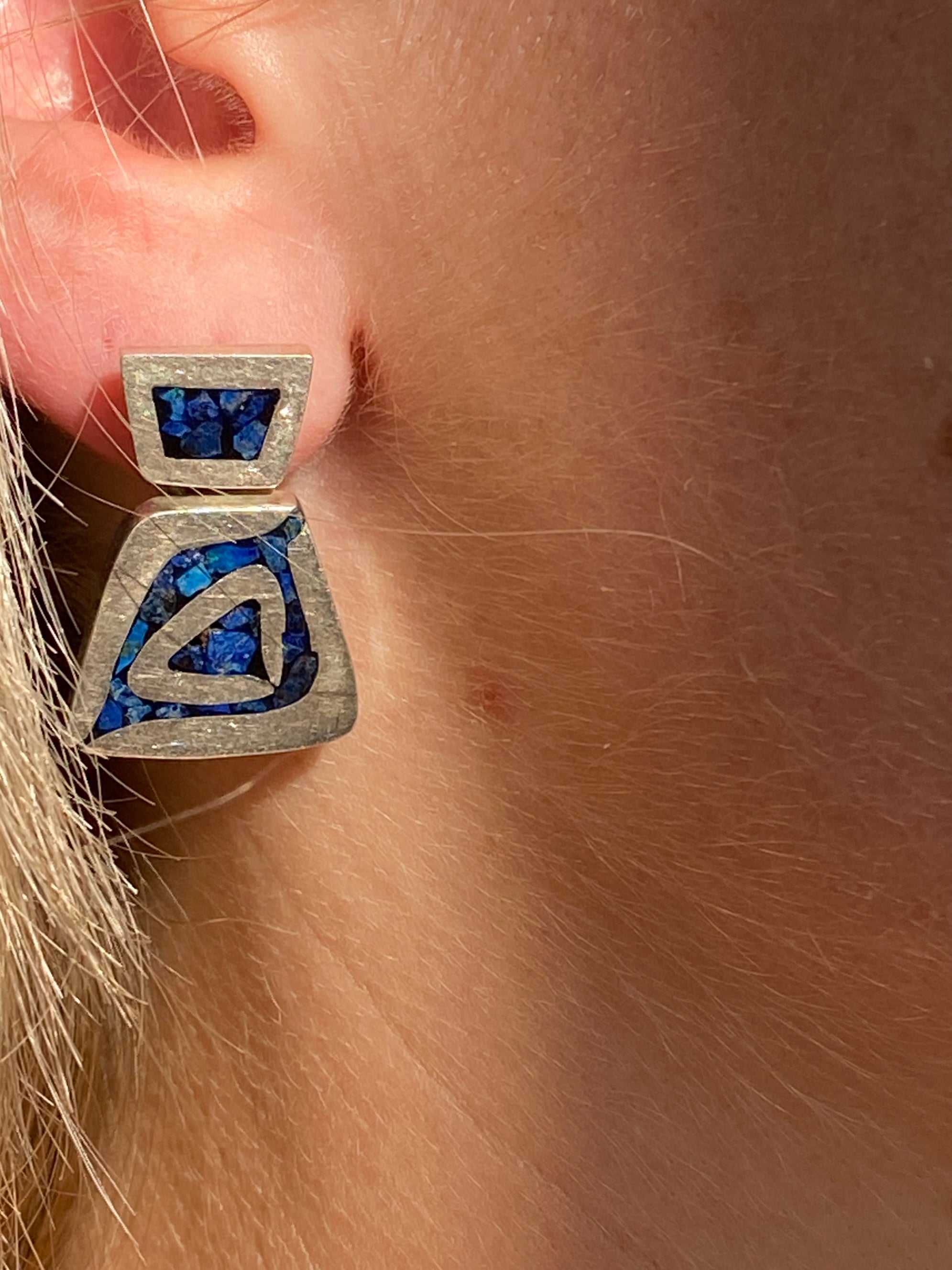 Vintage Mexican Silver & Turquoise Earrings, Taxco