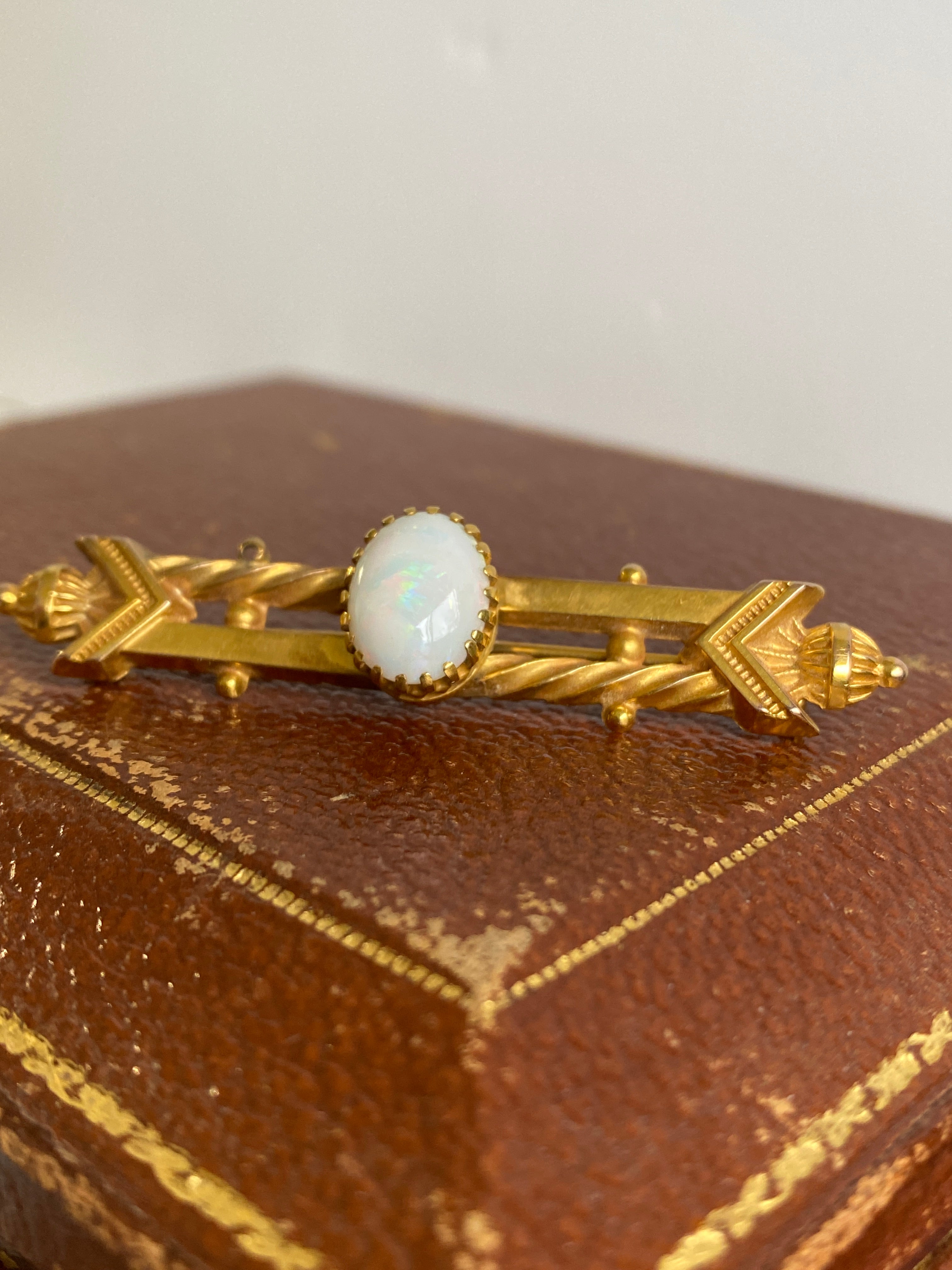 Antique Australian Opal Bar Brooch, Willis, Melbourne.
