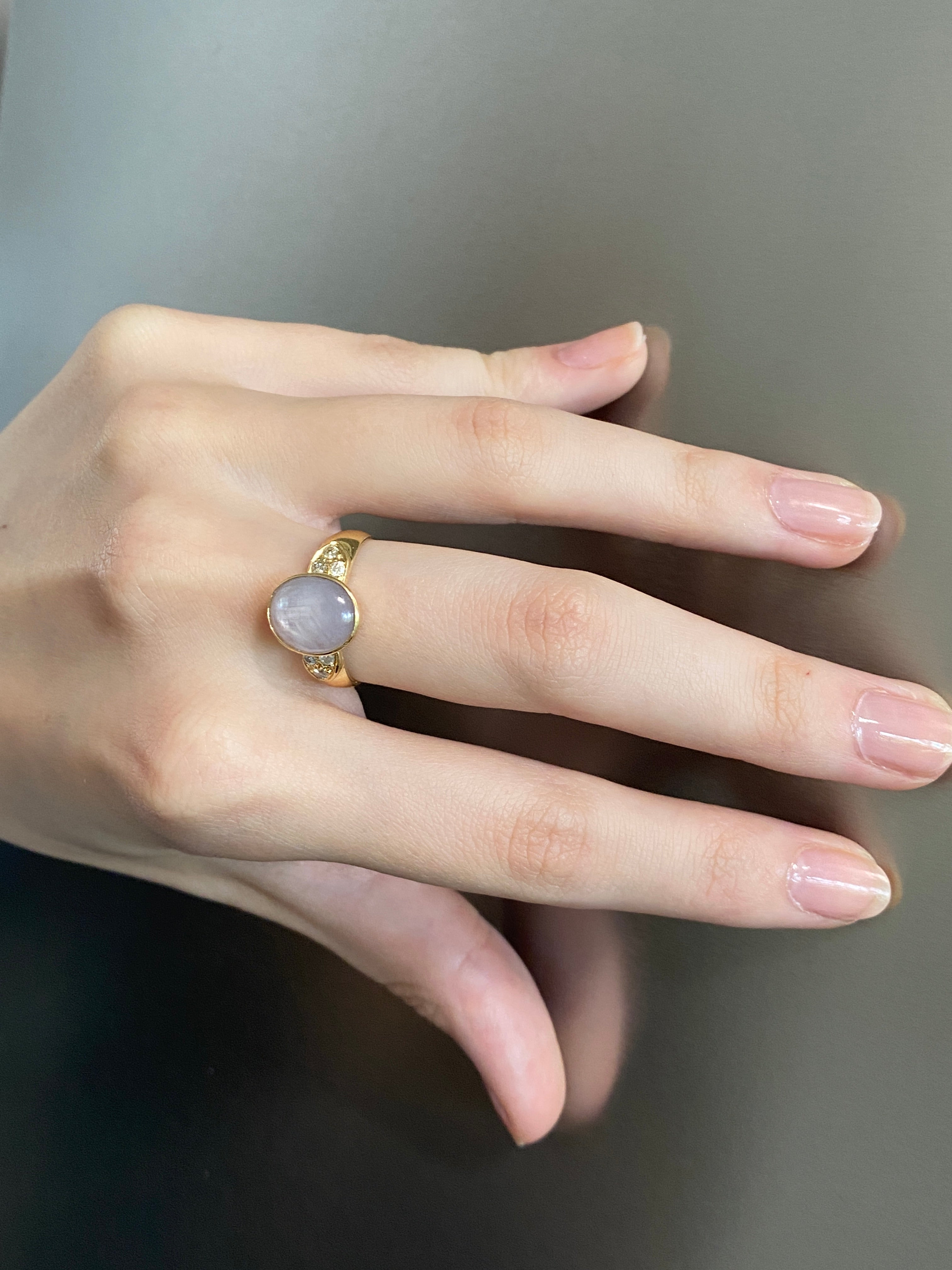 Star Sapphire & Diamond Ring