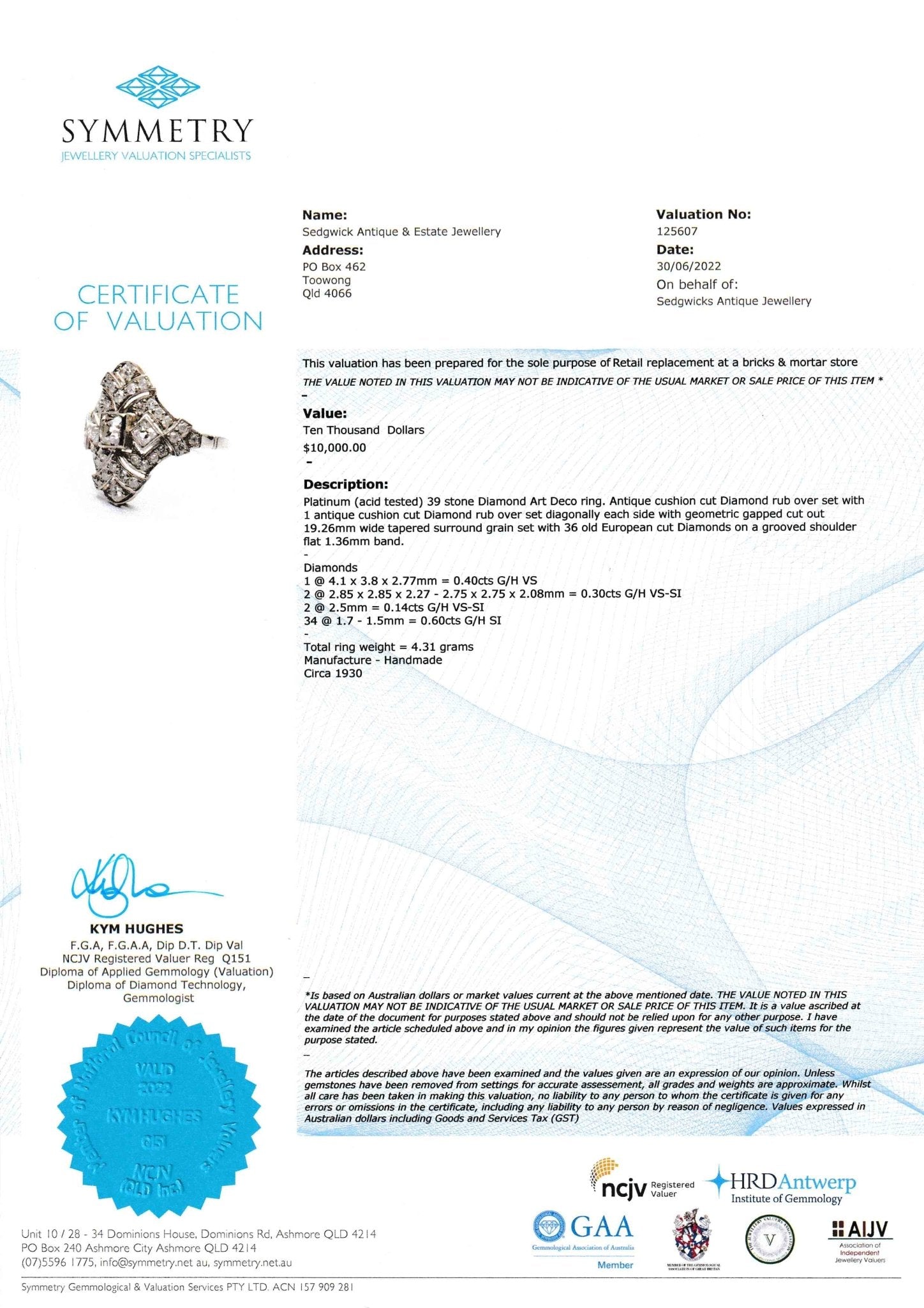 Art Deco Diamond Ring, 1930's