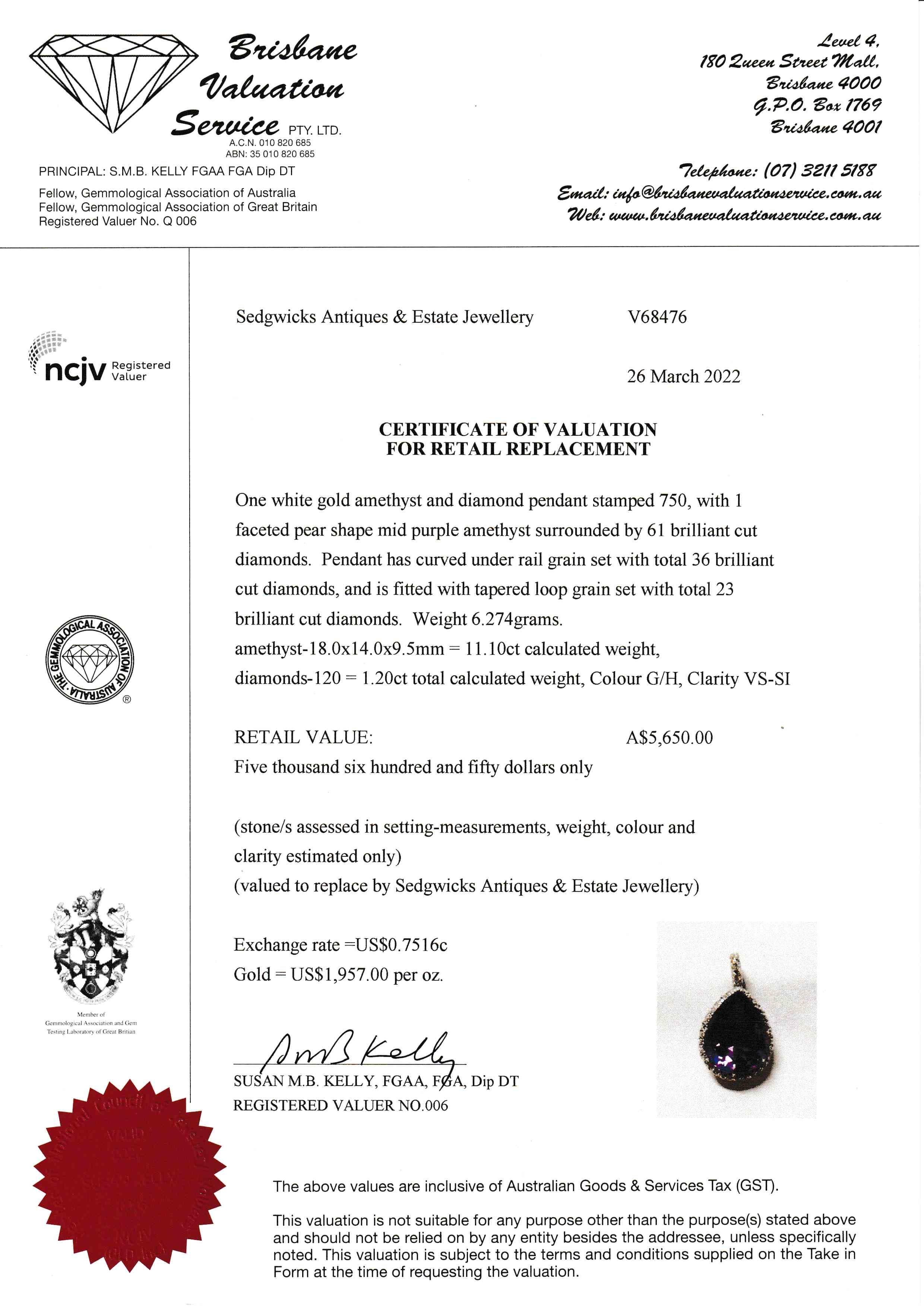 Vintage Amethyst & Diamond Pendant