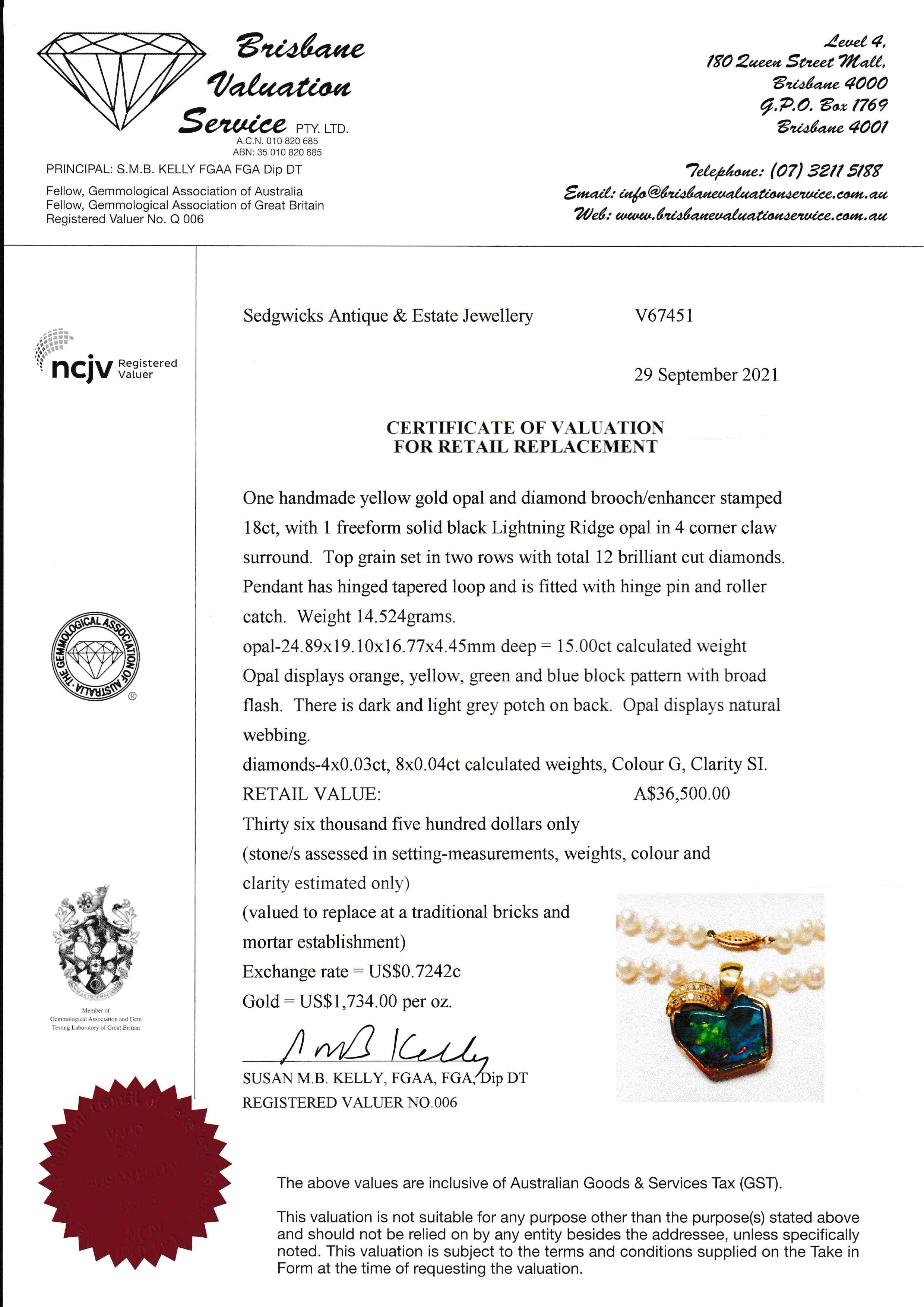 Boulder Opal & Diamond Pendant