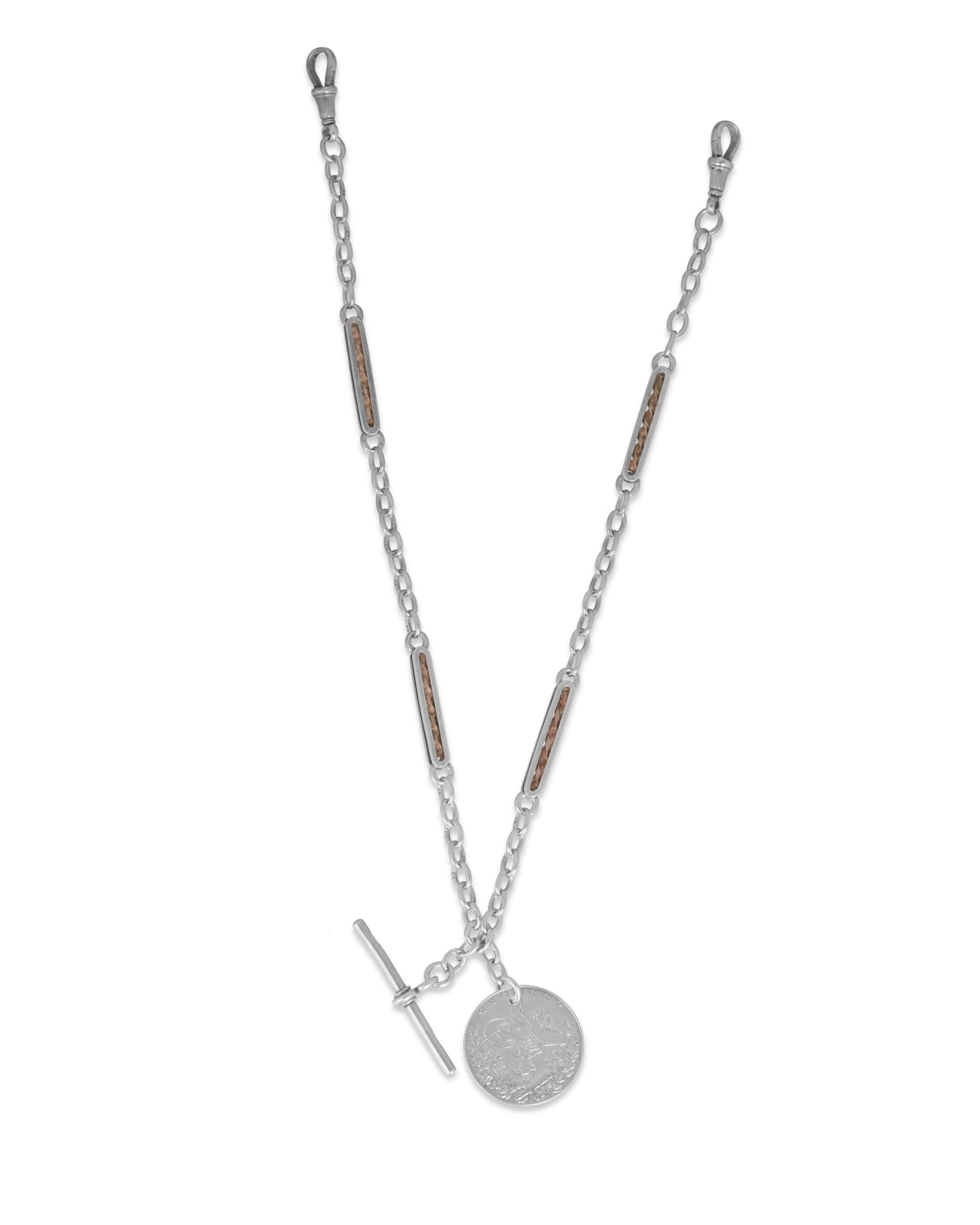 Antique sterling silver watch chain, circa 1910