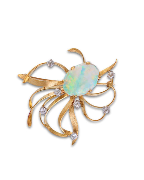 Mid-Century Modern Opal & Diamond Brooch, 1960’s