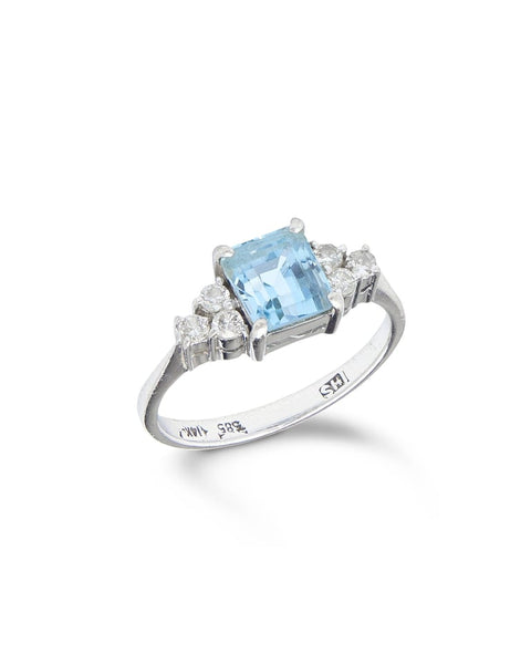 Aquamarine & Diamond Ring