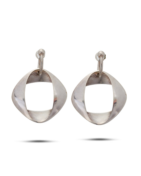 Vintage Silver Earrings, Georg Jensen. Designer Henning Koppel, Pattern #190.