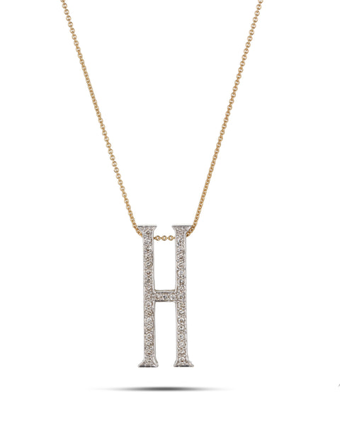 Gold & Diamond 'H" Pendant