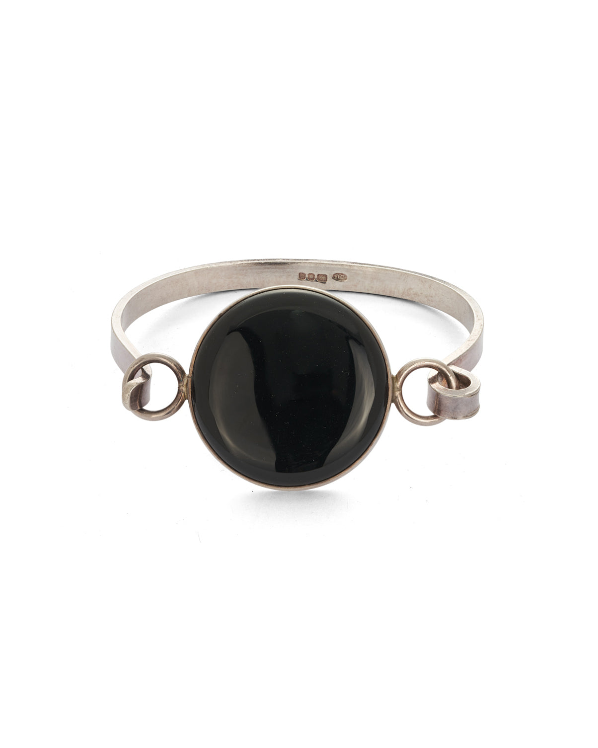 Modernist Sterling Silver & Onyx Bangle, Daedalus Ltd. London 1974