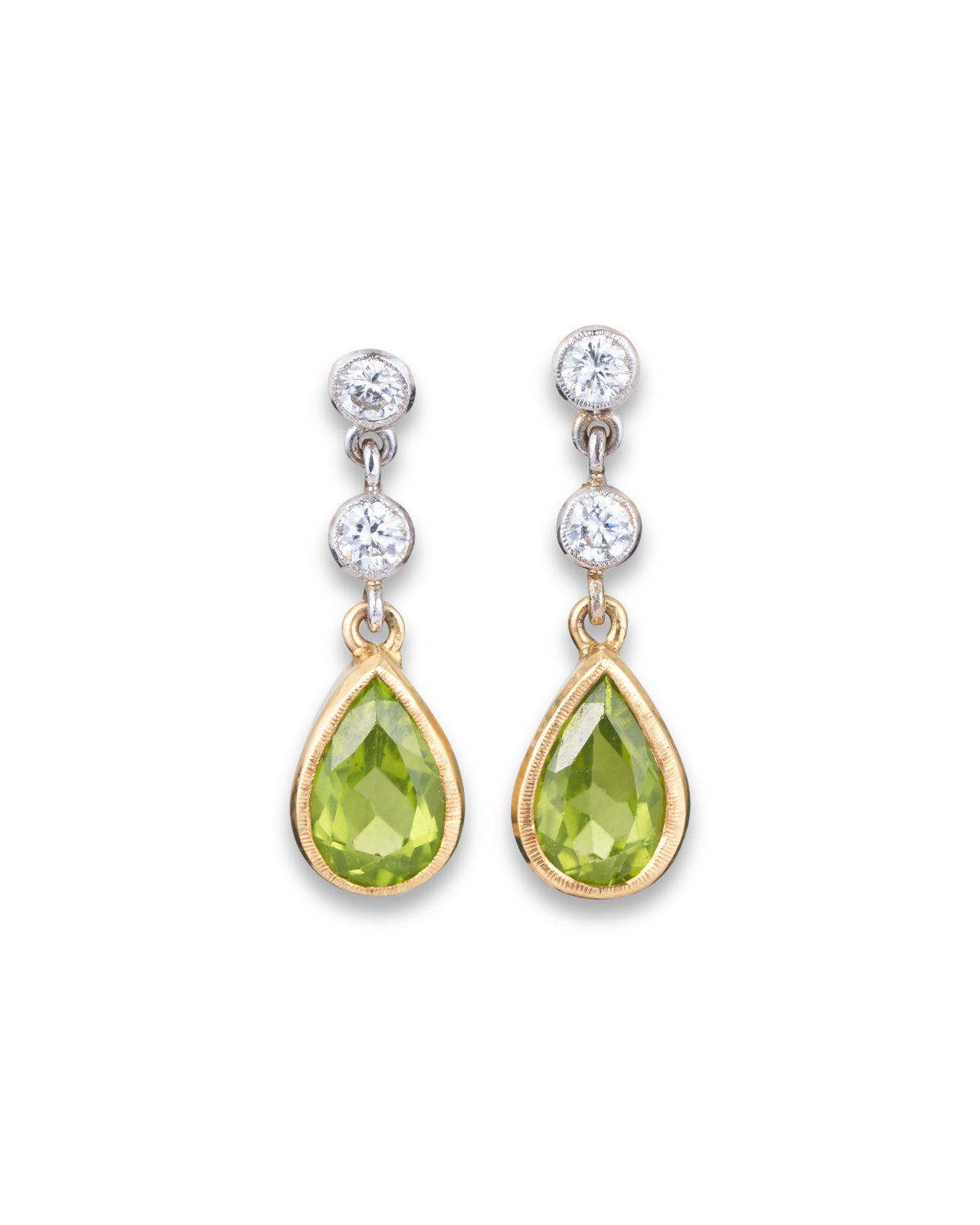Peridot & Diamond Drop Earrings